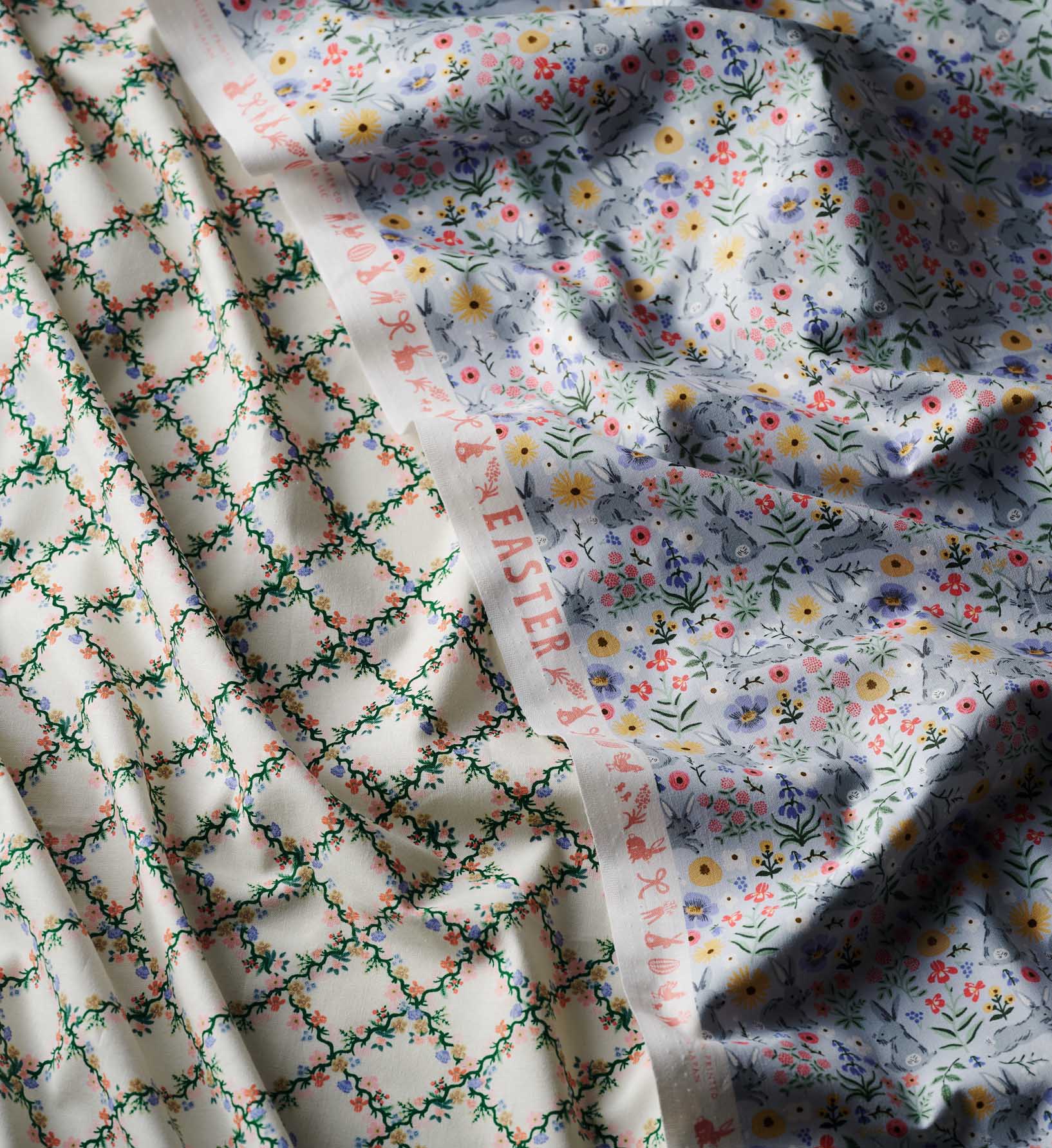 Floral Trellis Cotton Fabric - Cream