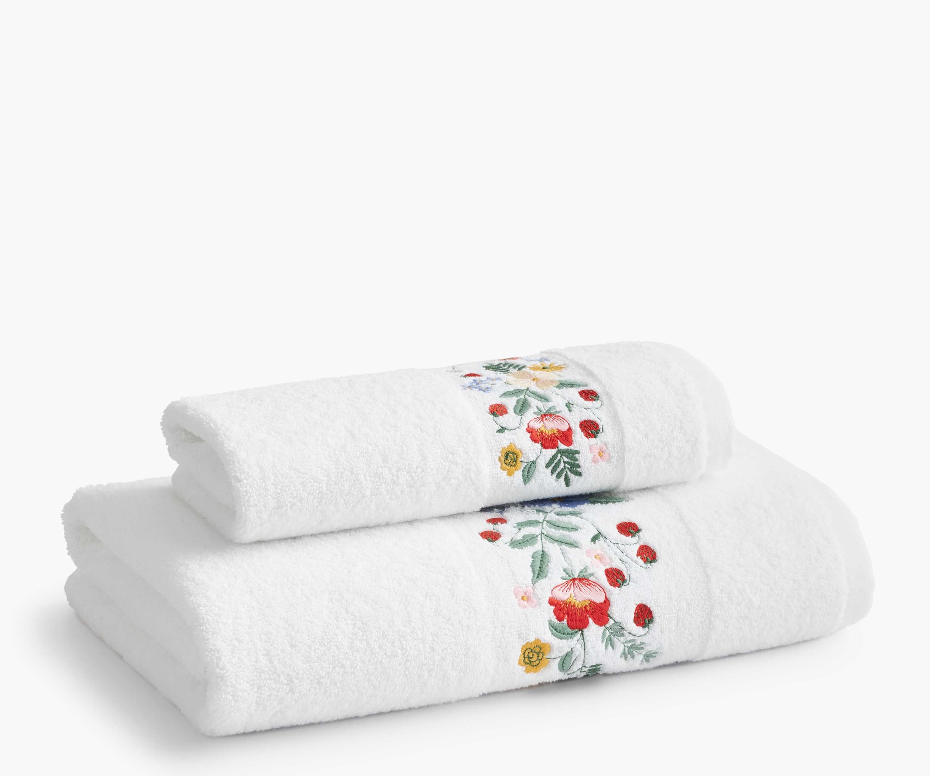 Embroidered Bath Towel - Strawberry Fields
