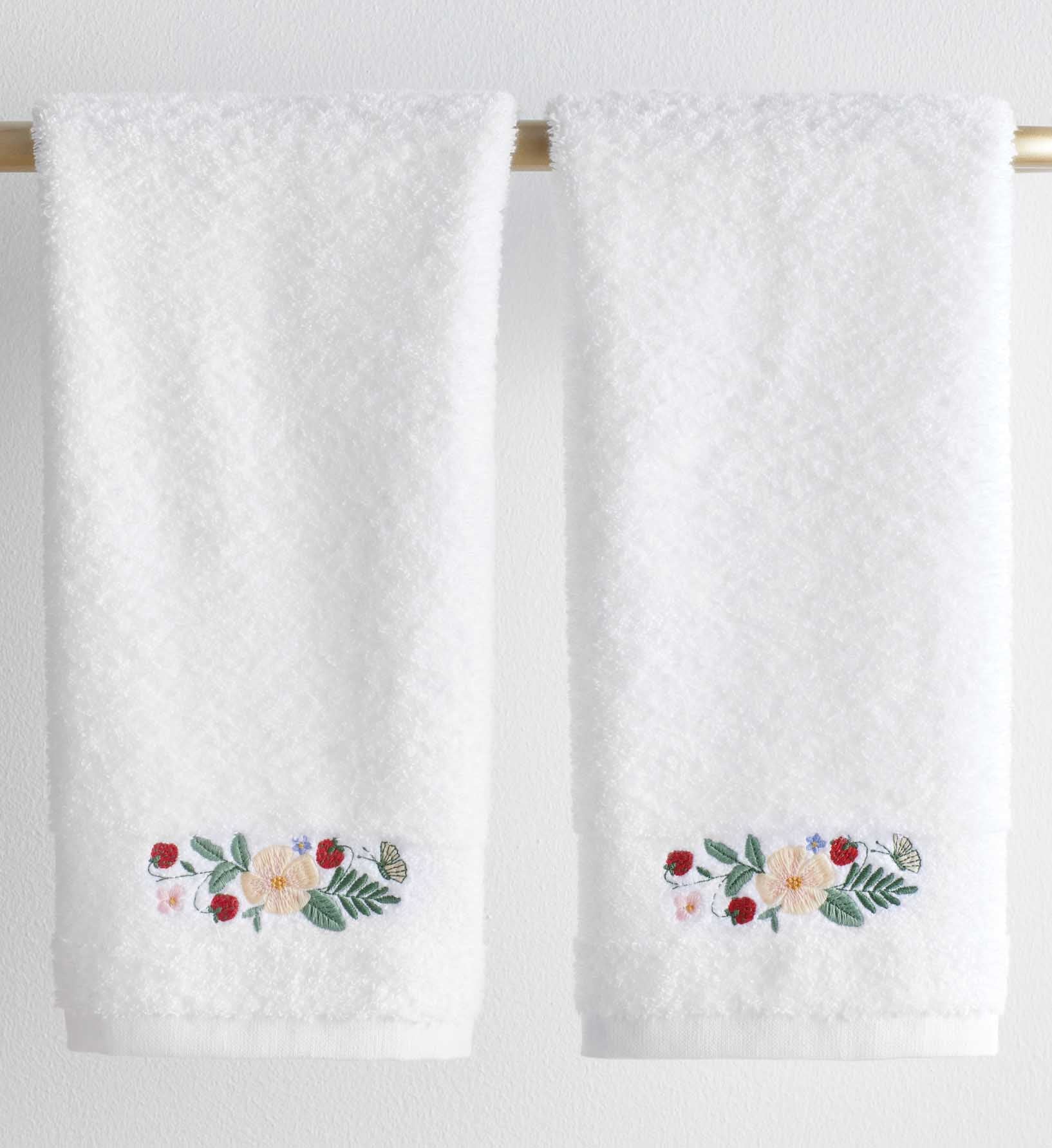 Embroidered Guest Towel - Strawberry Fields