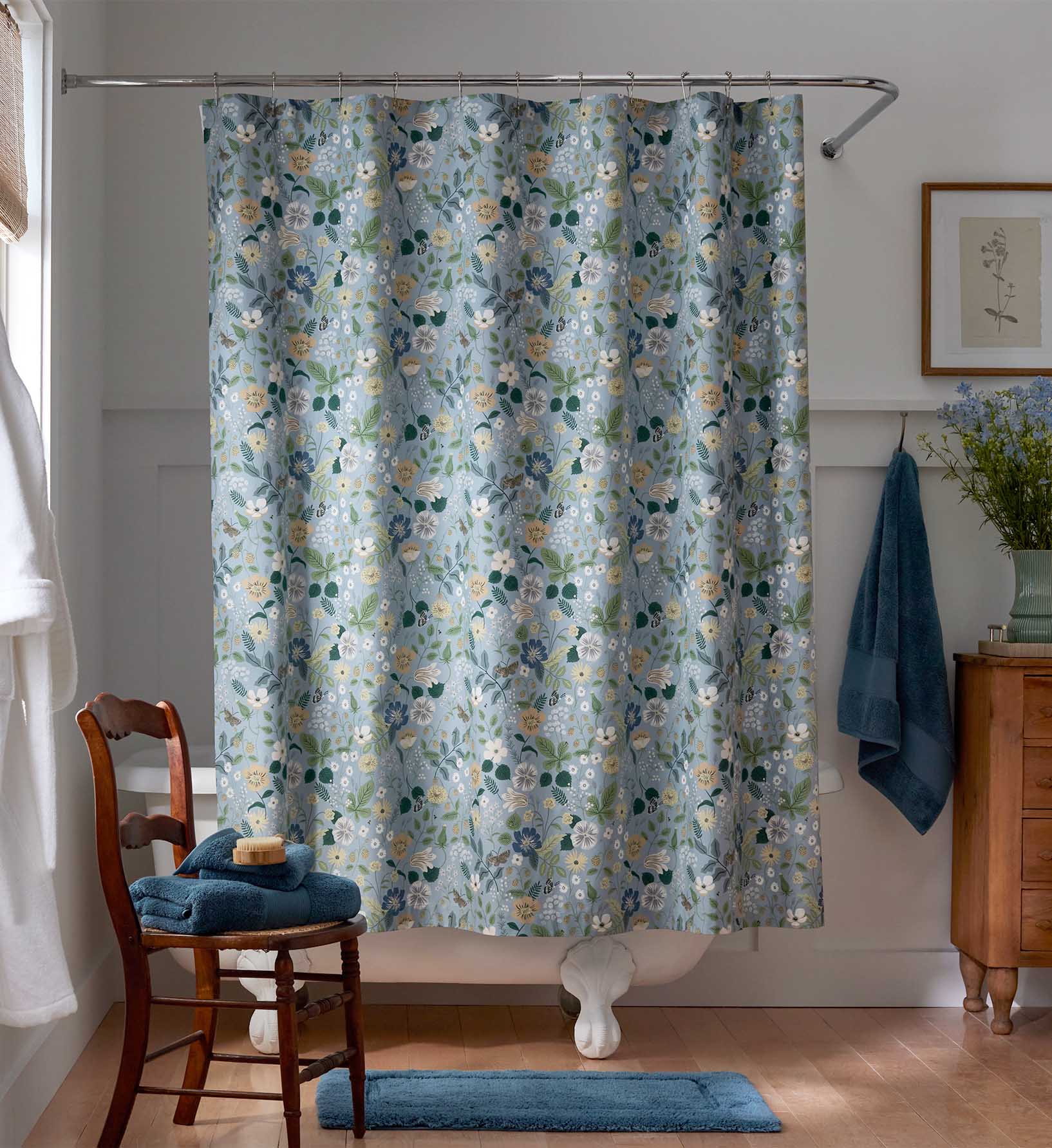 Percale Shower Curtain - Strawberry Fields Slate