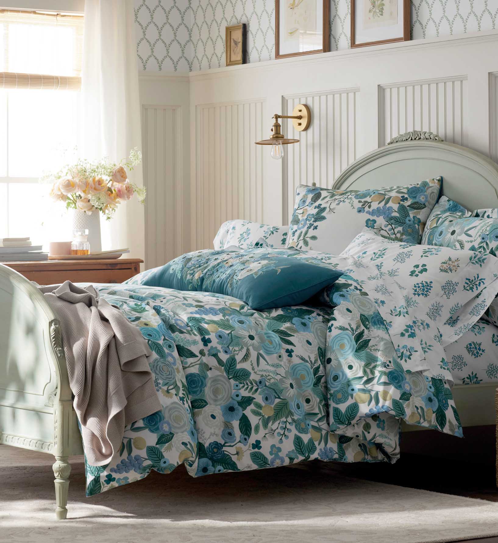 Percale Duvet Cover - Garden Party Blue