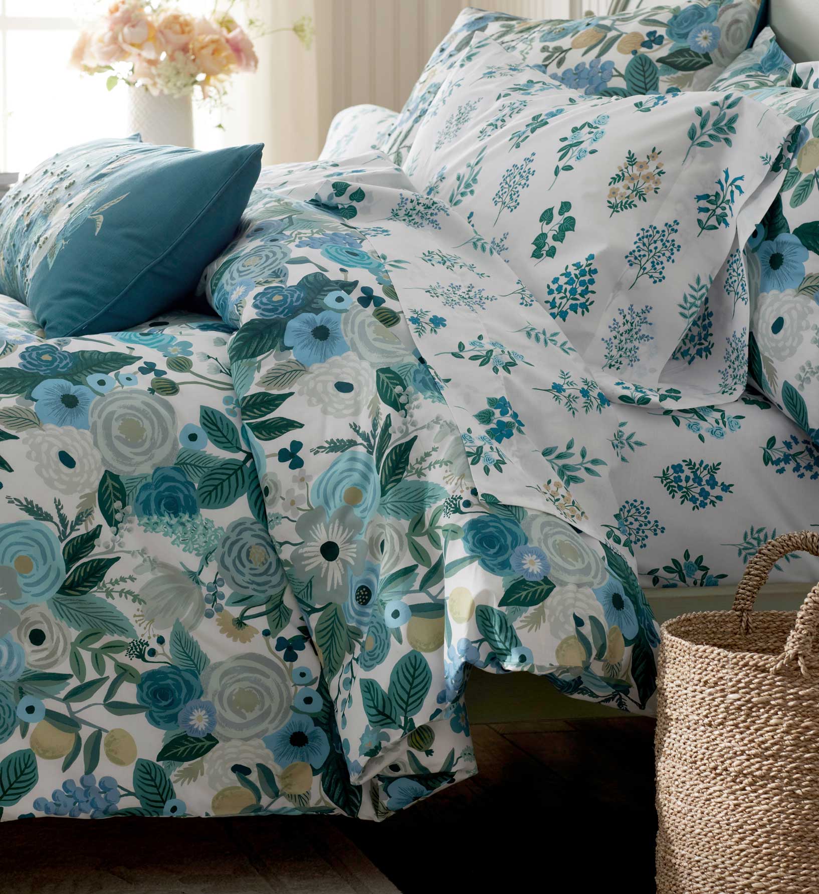 Percale Duvet Cover - Garden Party Blue