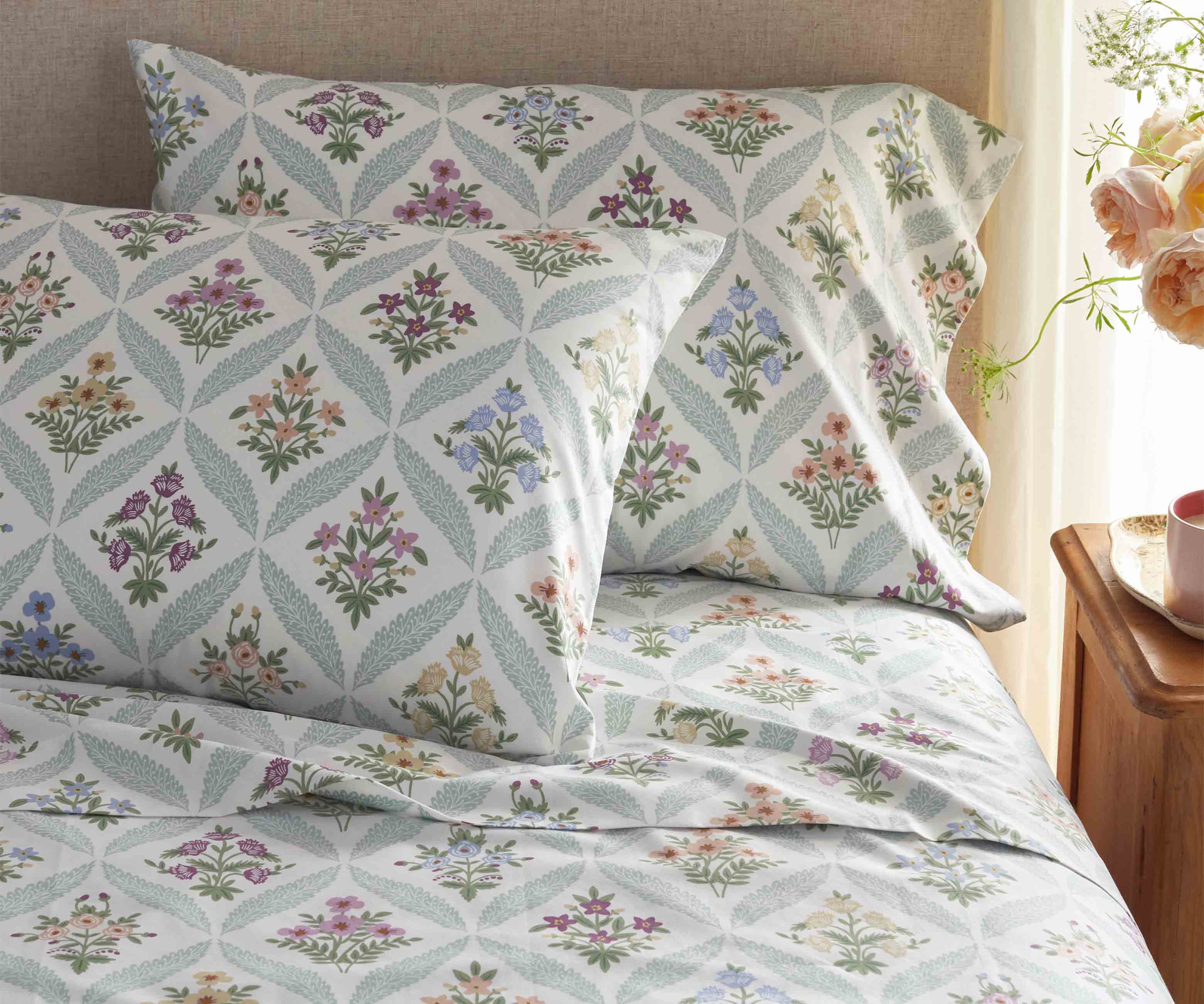 Sateen Flat Sheet - Estee Garden