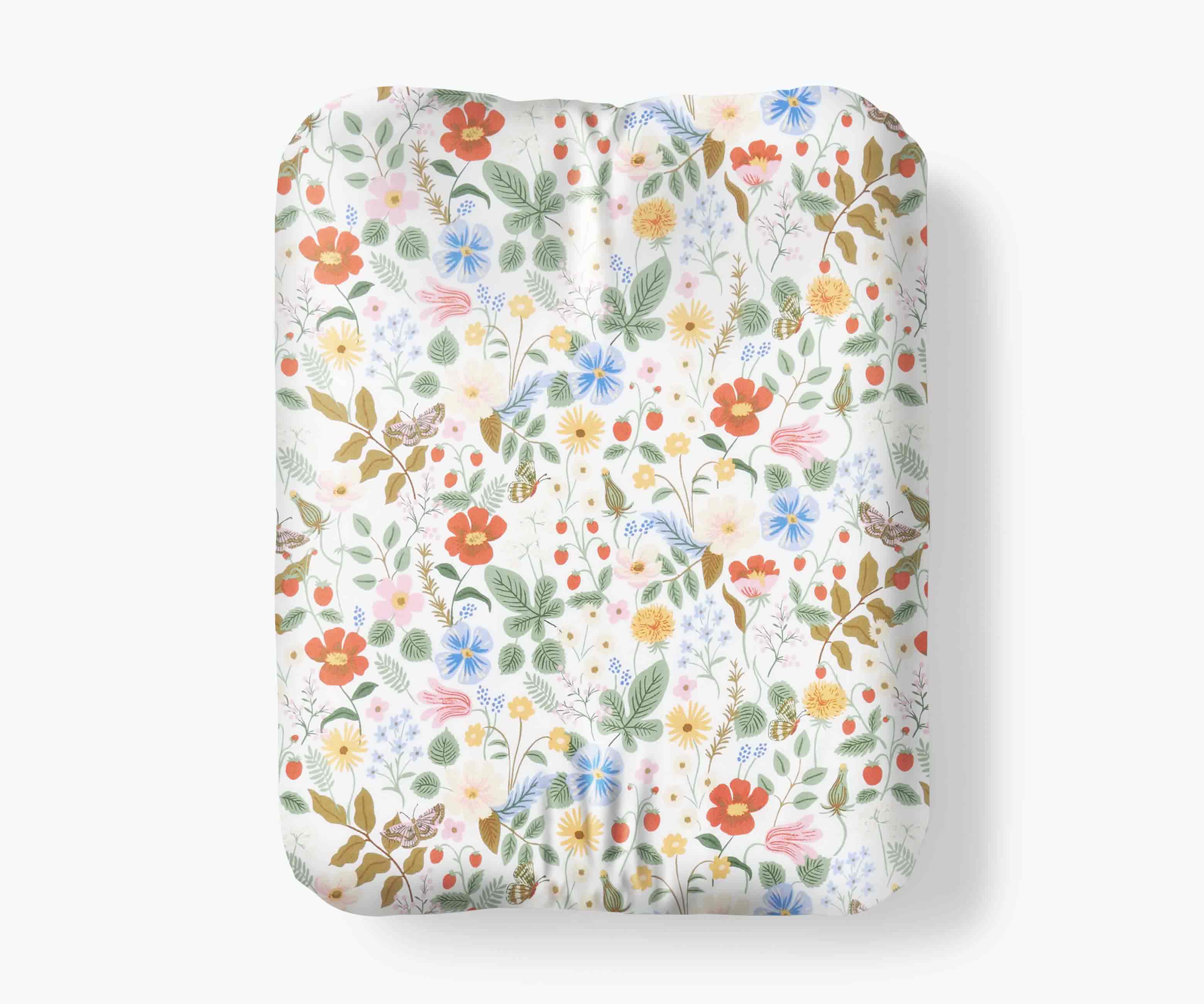 Percale Fitted Sheet - Strawberry Fields White