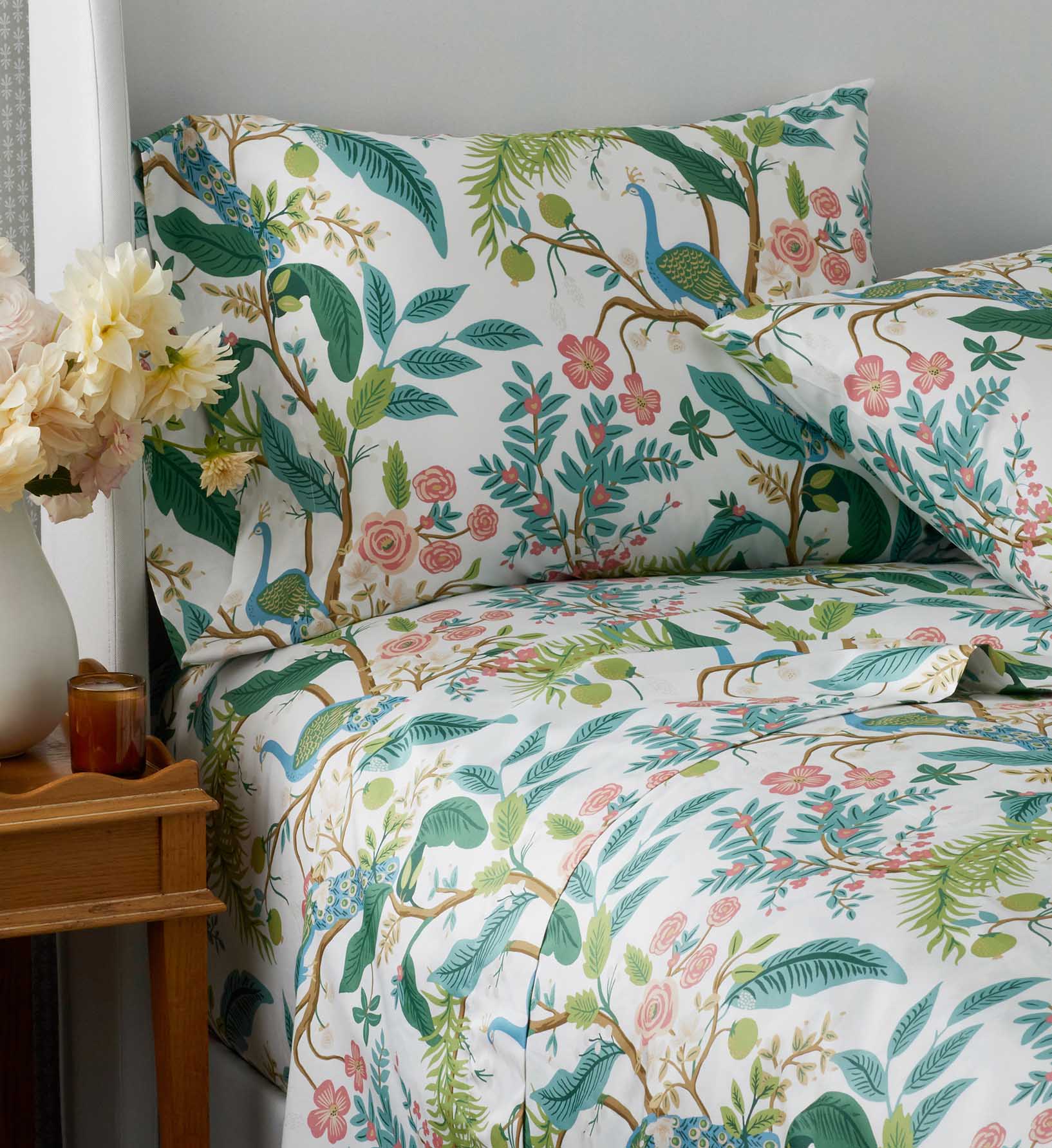 Sateen Flat Sheet - Peacock White