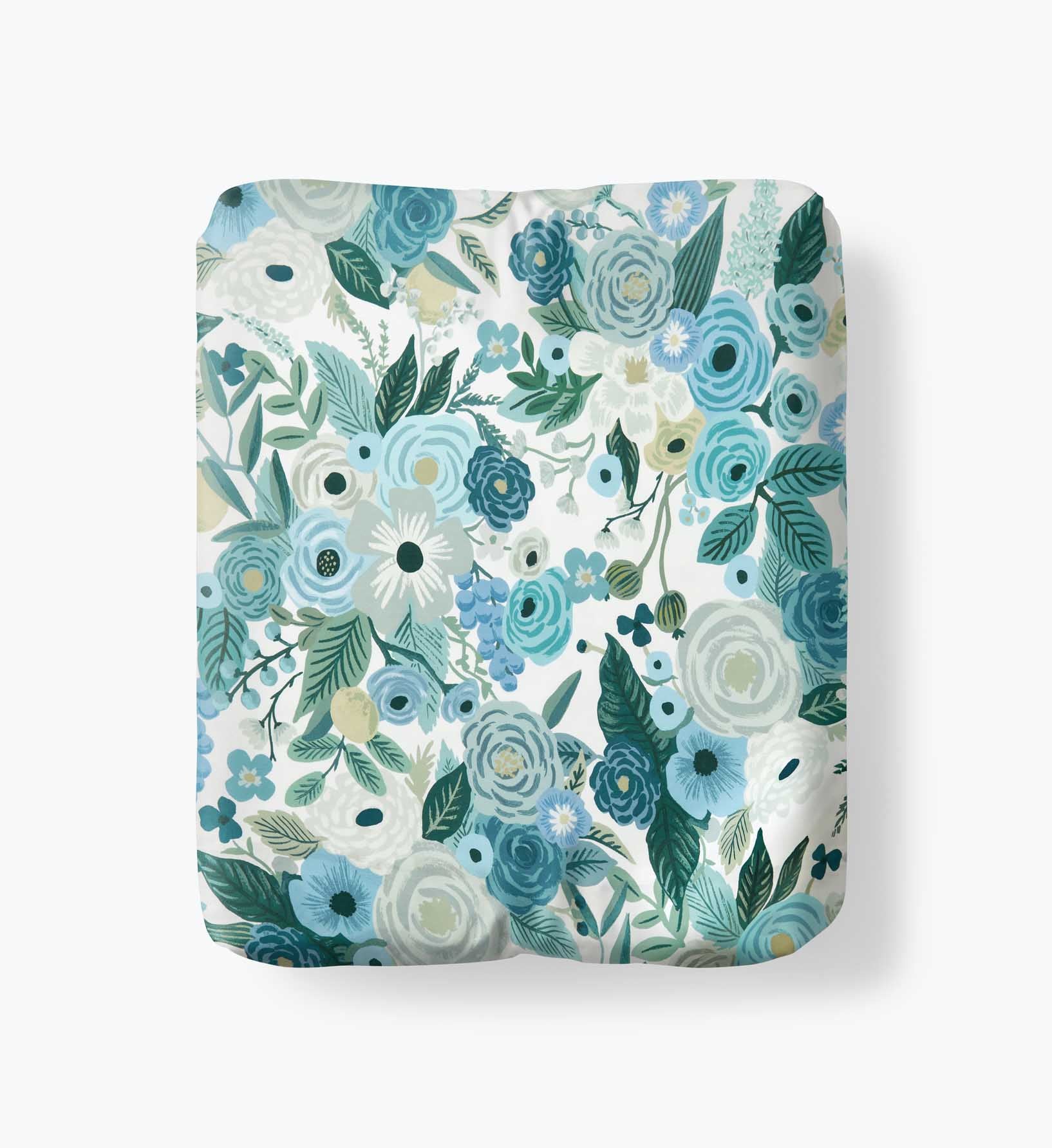 Percale Fitted Sheet - Garden Party Blue
