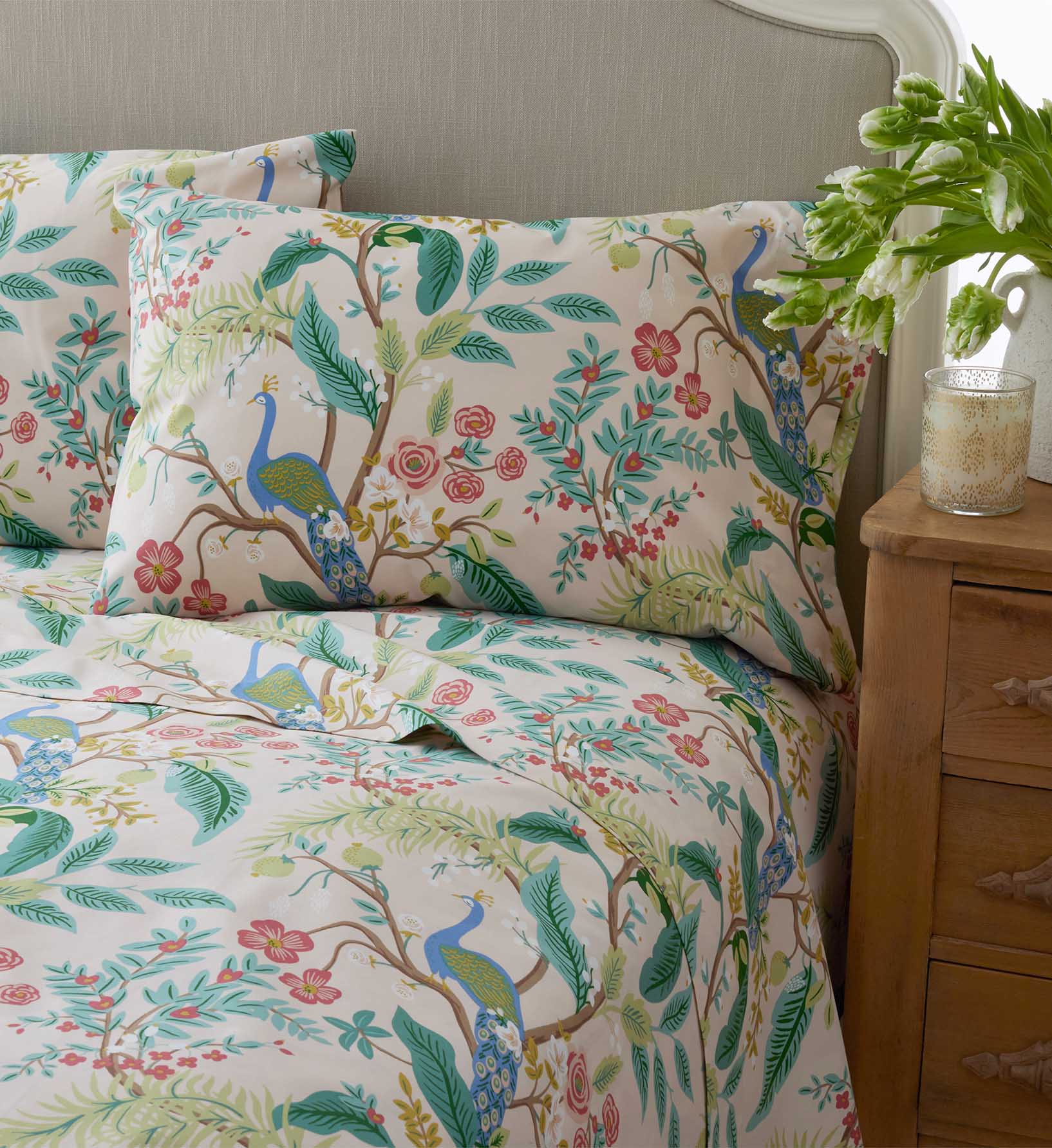 Sateen Flat Sheet - Peacock Blush