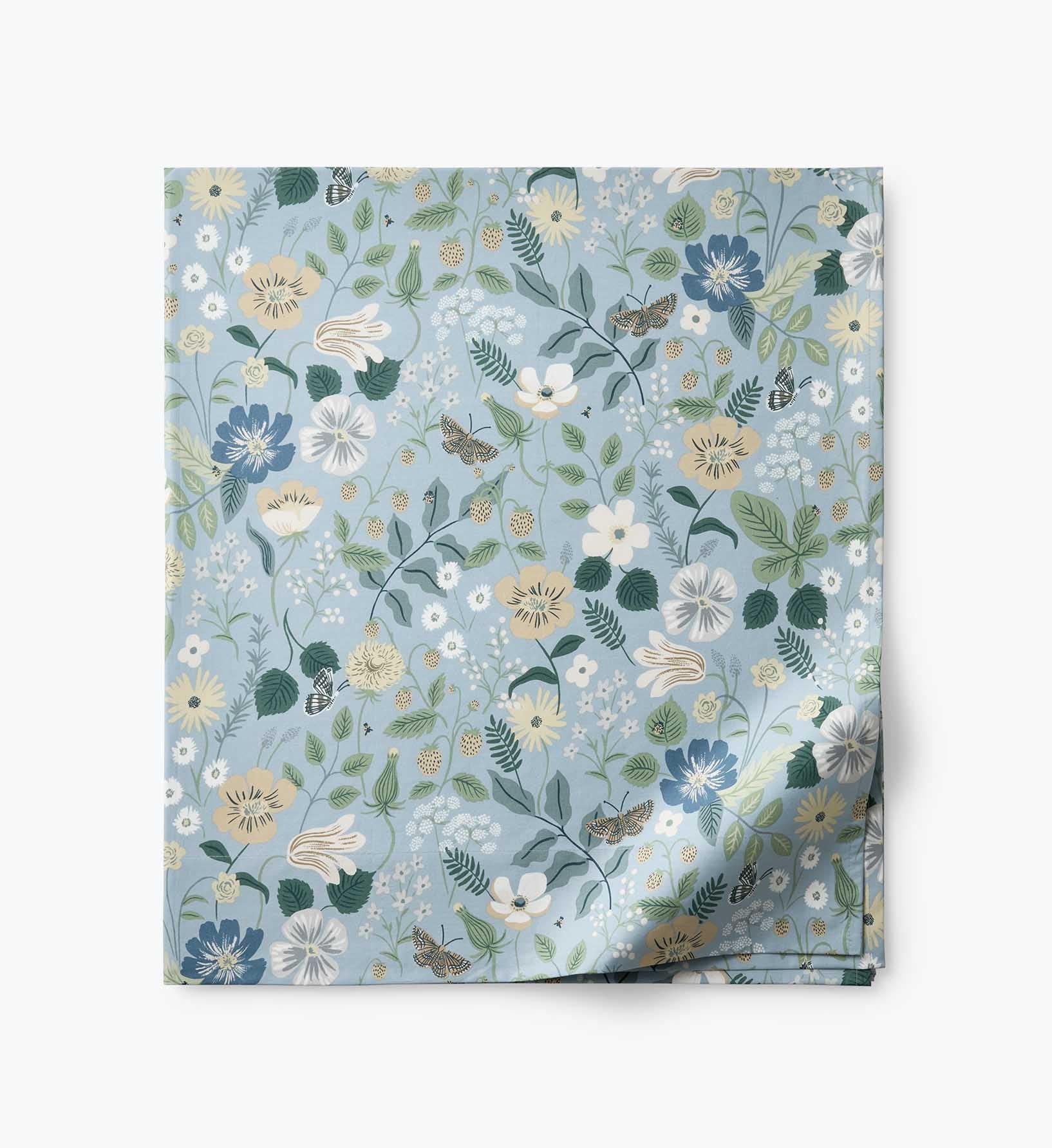 Percale Flat Sheet - Strawberry Fields Slate