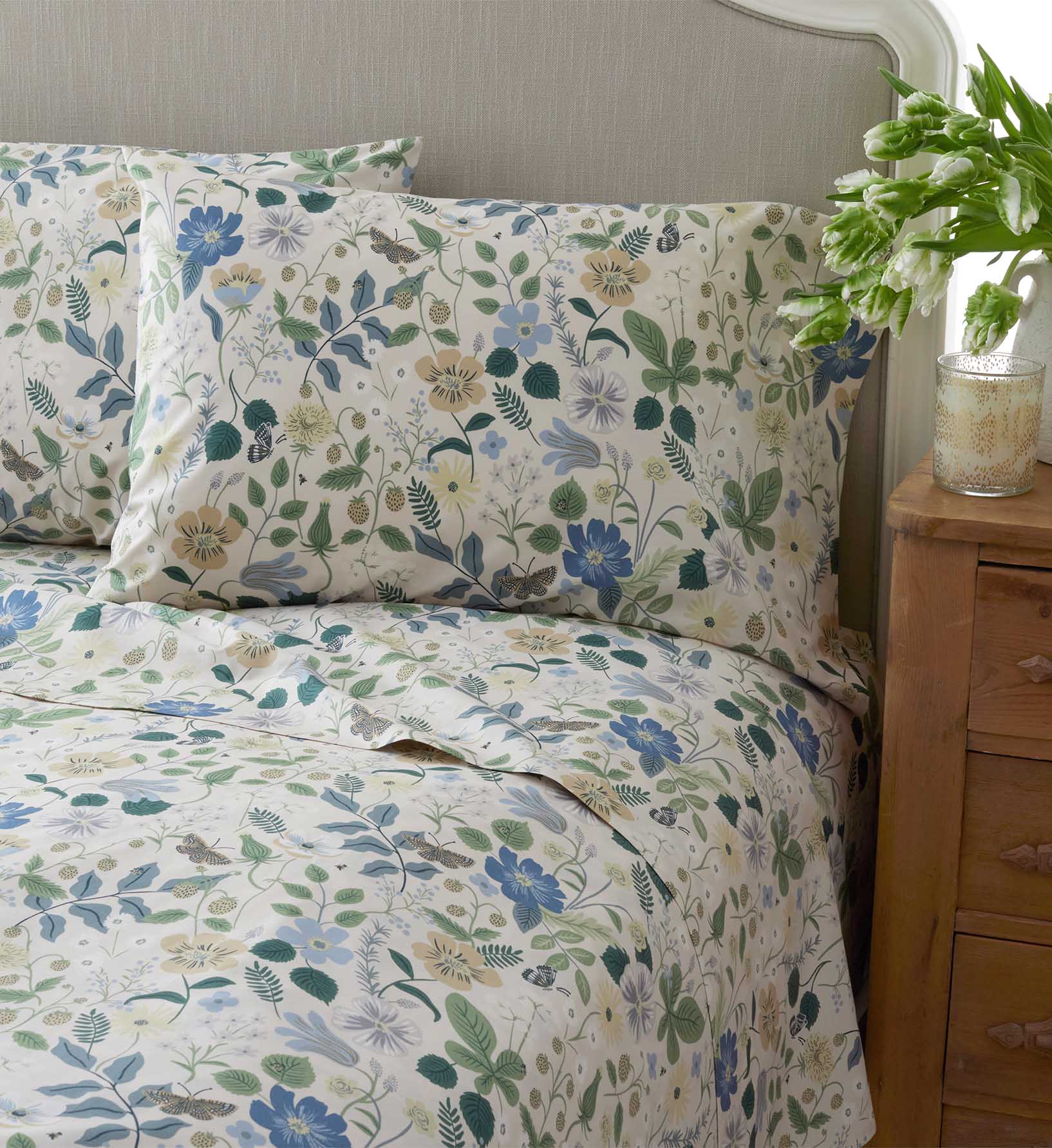 Percale Flat Sheet - Strawberry Fields Beige