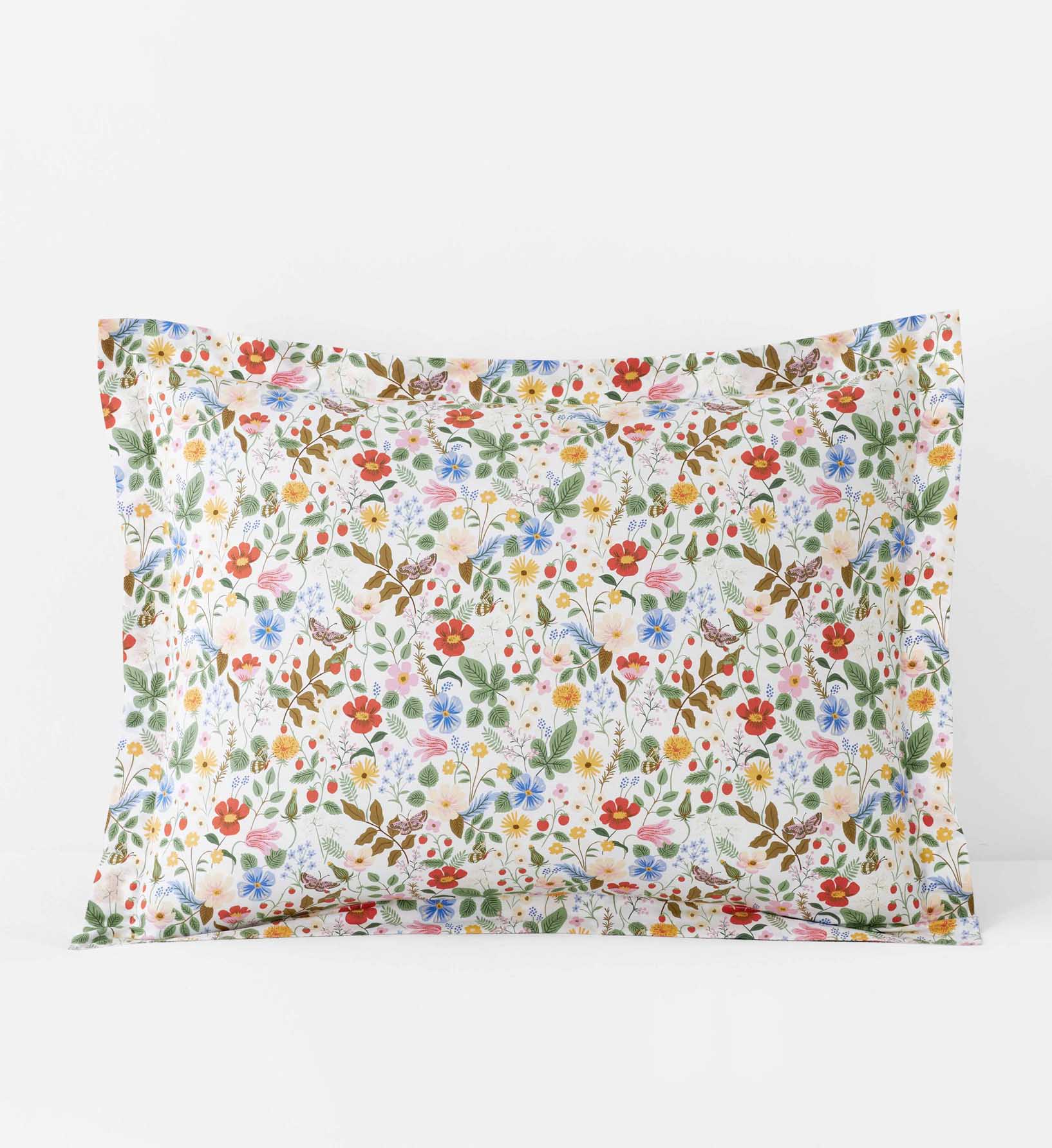 Percale Sham - Strawberry Fields White
