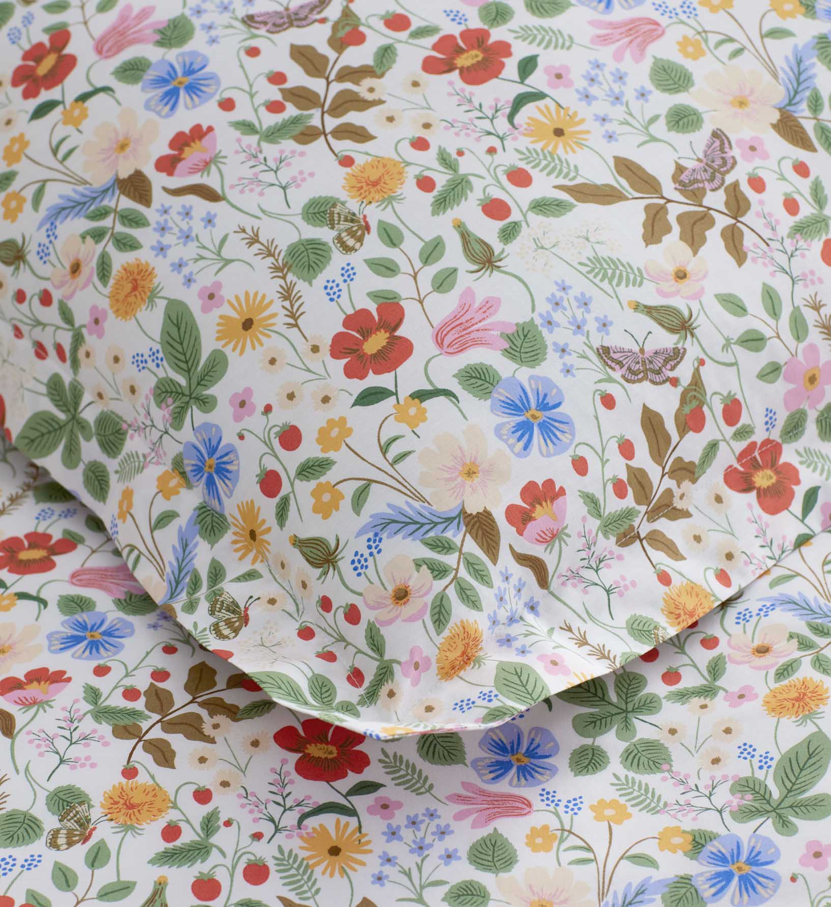Percale Sham - Strawberry Fields White