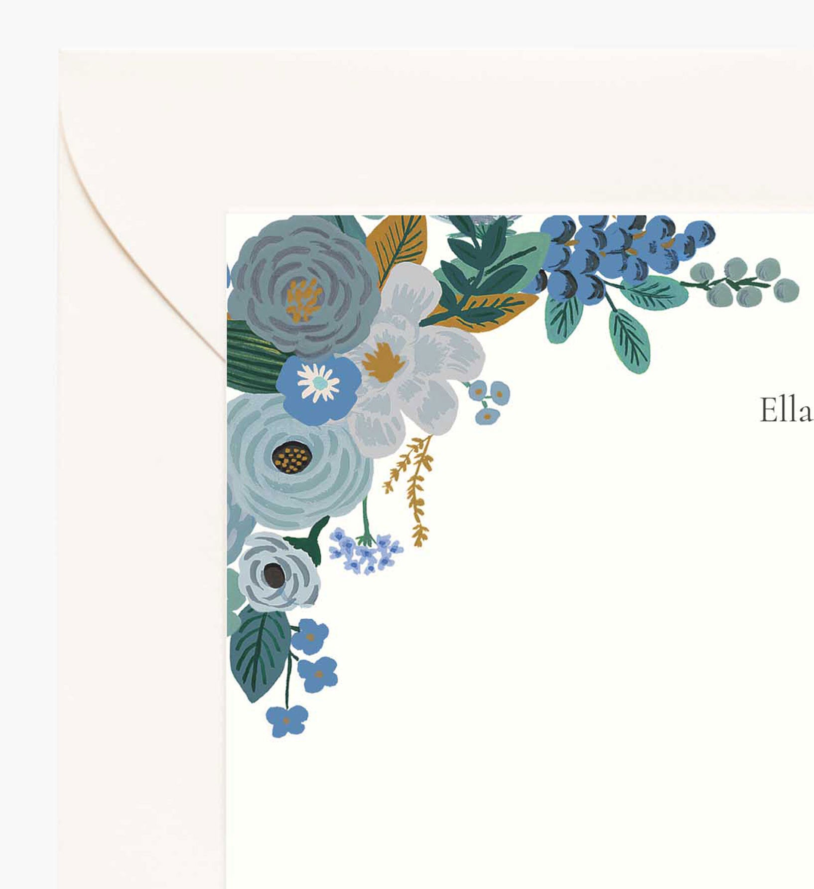 Floral Personalized Stationery  - Garden Party Blue