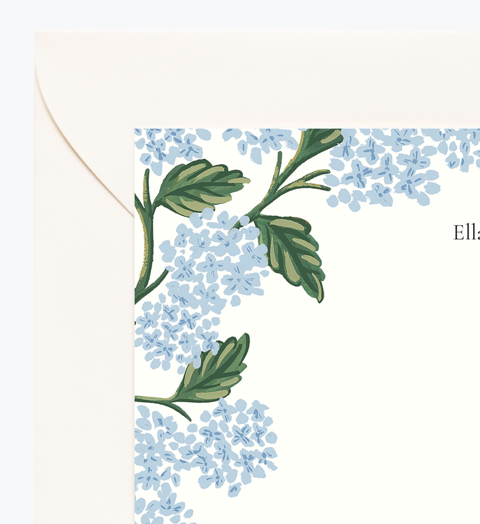 Floral Personalized Stationery  - Hydrangea Blue