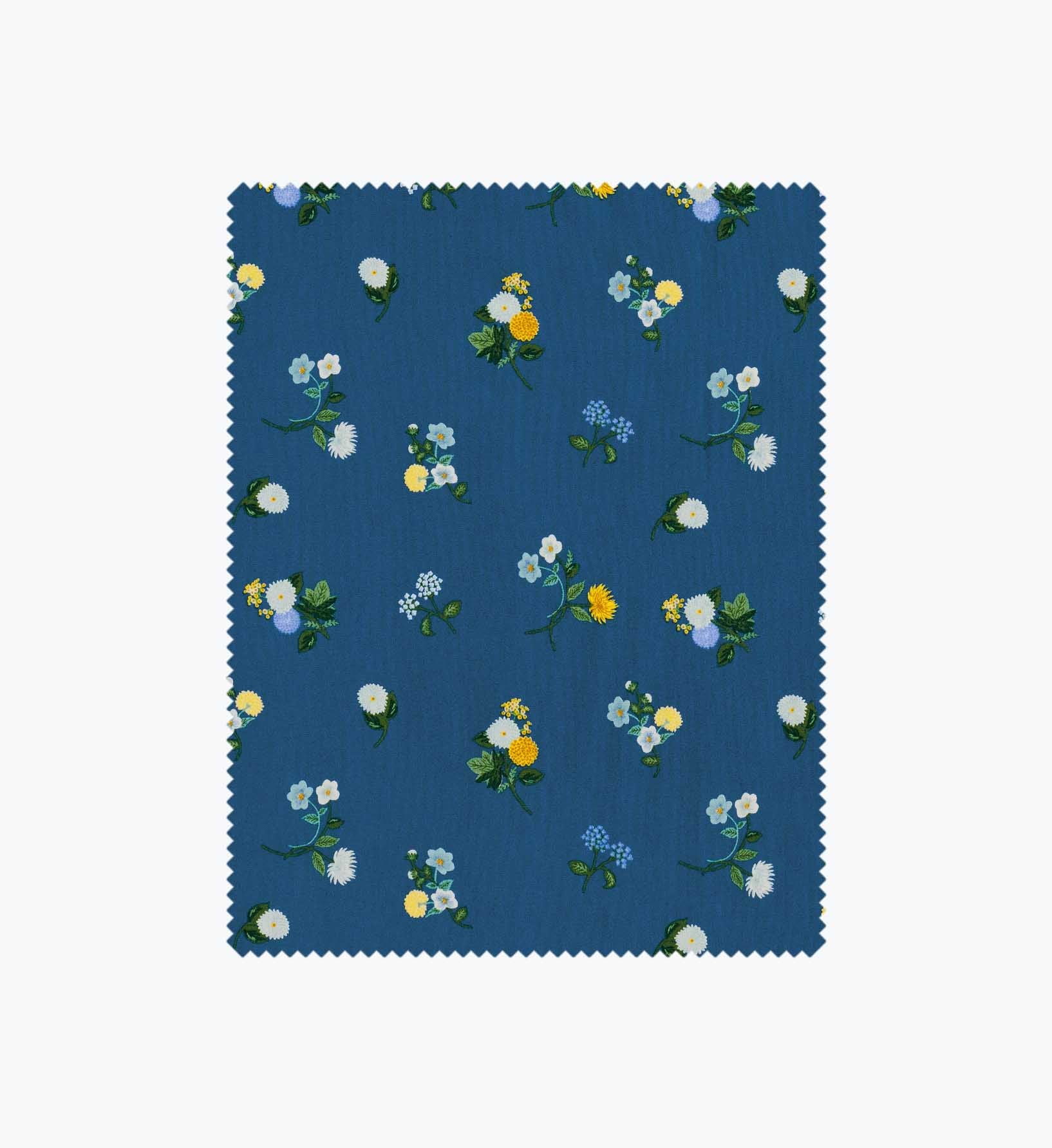 Ditsy Dahlia Rayon Fabric - Navy