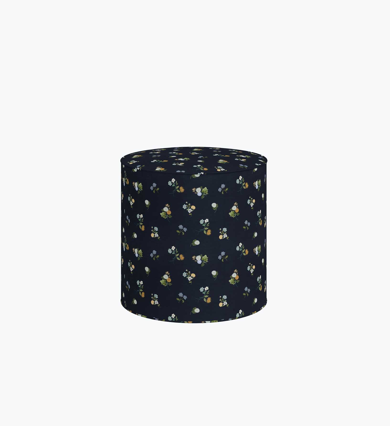 Billie Ottoman - Ditsy Dahlia Navy