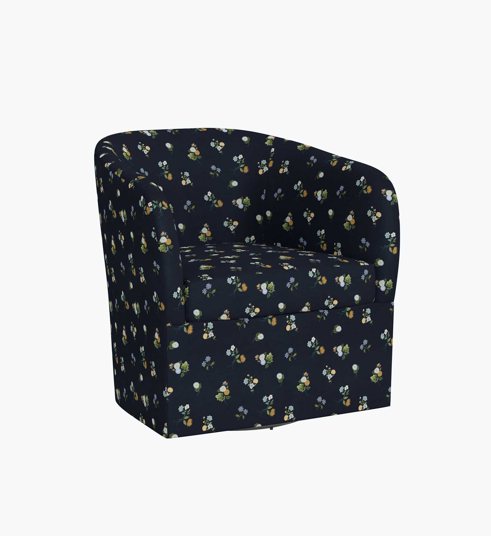 Pembroke Swivel Chair - Ditsy Dahlia Navy