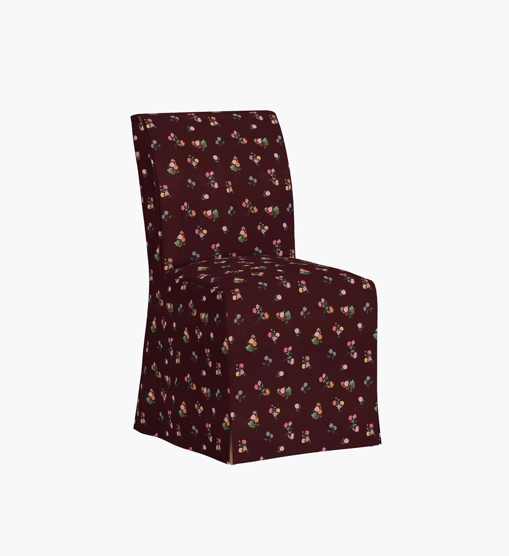 Frances Slipcover Dining Chair - Ditsy Dahlia Burgundy