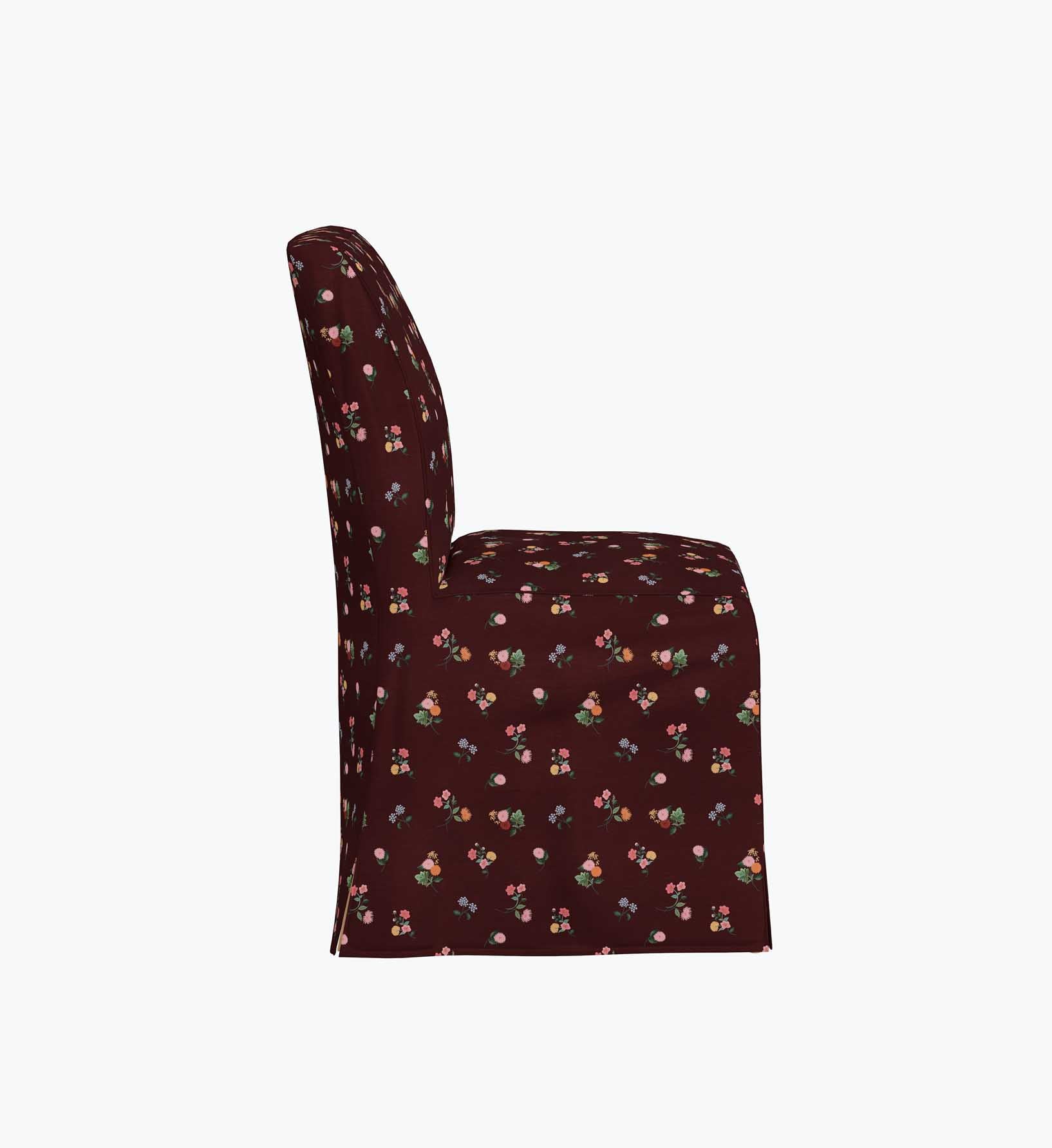 Frances Slipcover Dining Chair - Ditsy Dahlia Burgundy