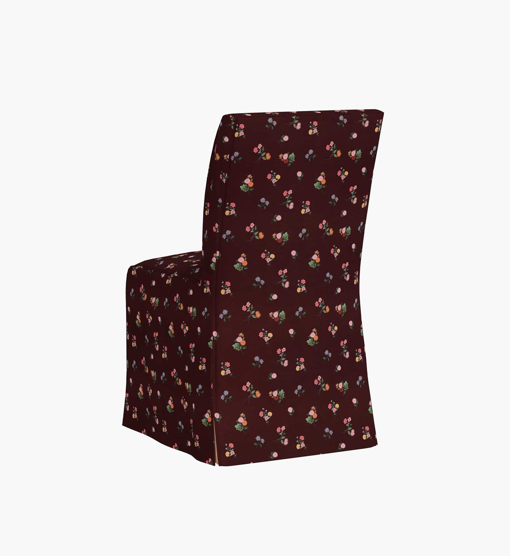 Frances Slipcover Dining Chair - Ditsy Dahlia Burgundy