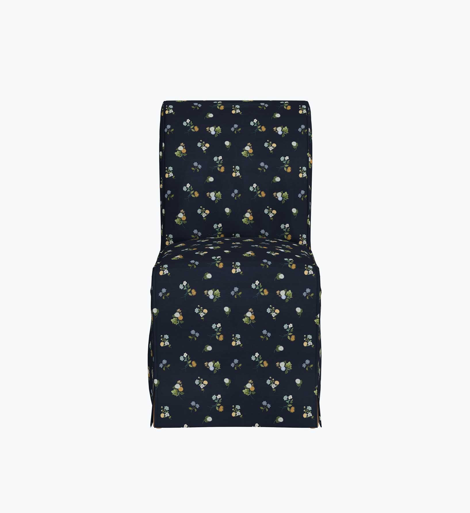 Frances Slipcover Dining Chair - Ditsy Dahlia Navy