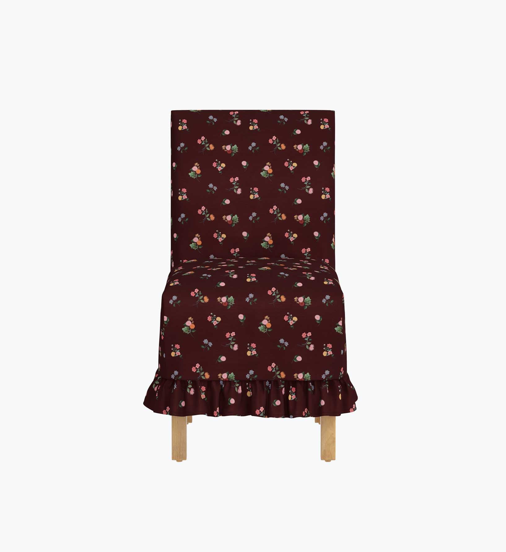 Louise Slipcover Dining Chair - Ditsy Dahlia Burgundy