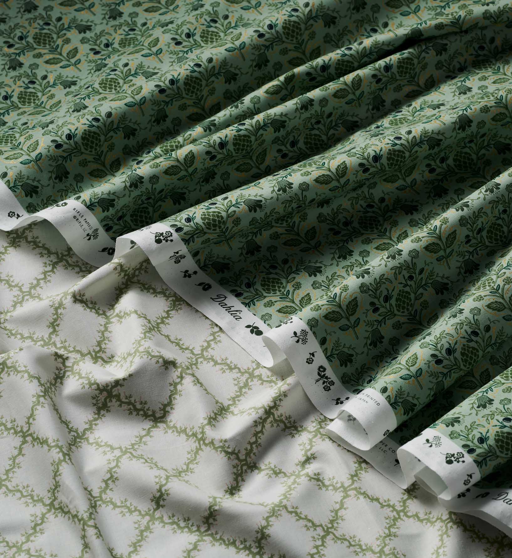 Artichoke Cotton Metallic Fabric - Sage