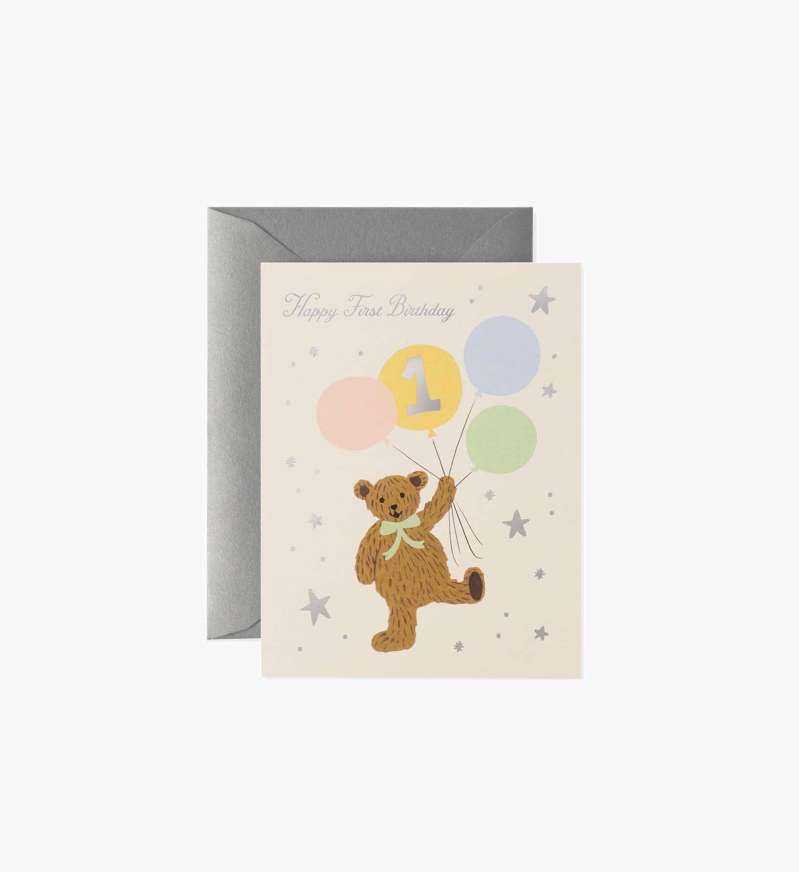 First Birthday Bear Birthday Card