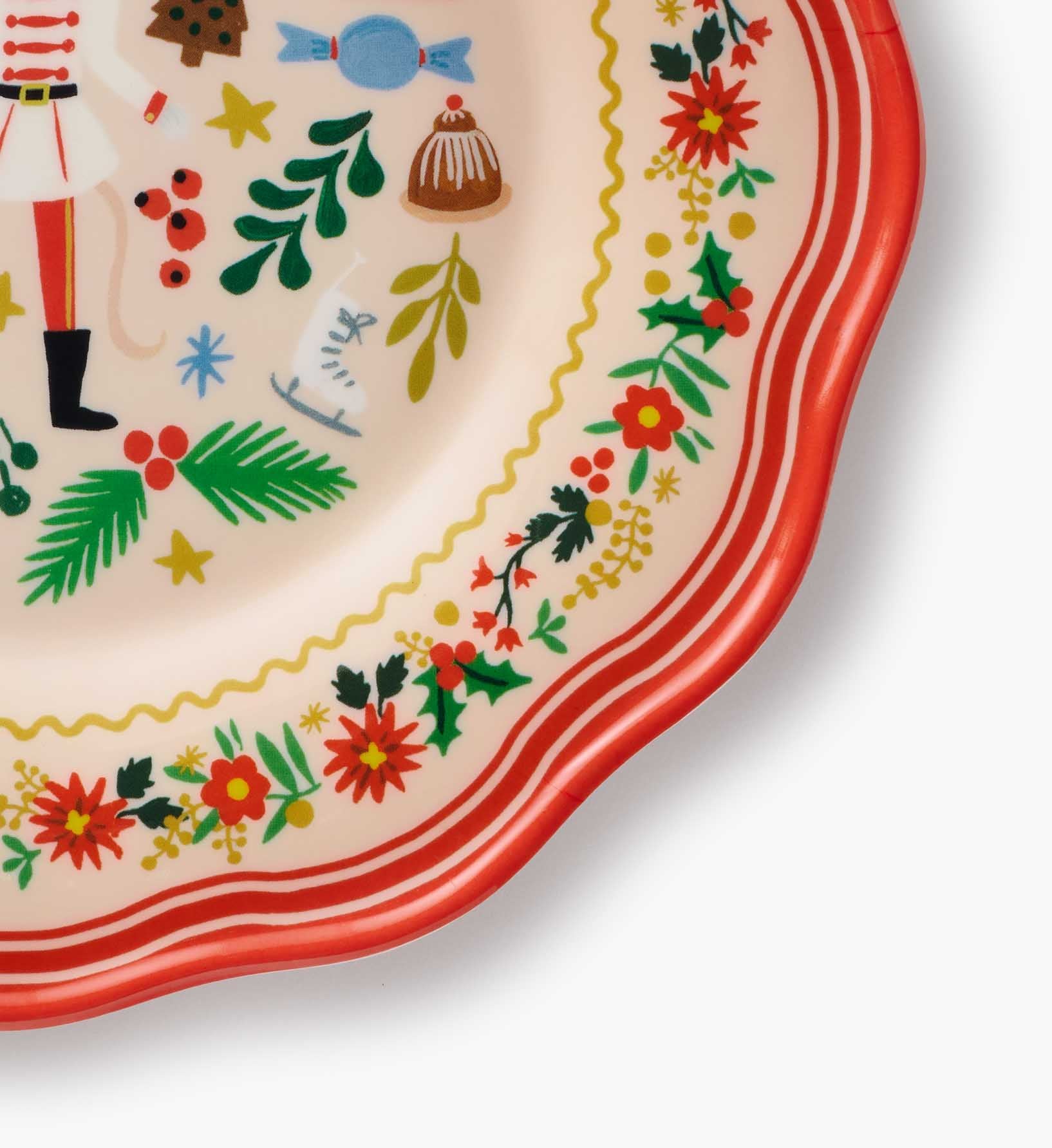 Melamine Assorted Dessert Plates - Holly Jolly Nutcracker