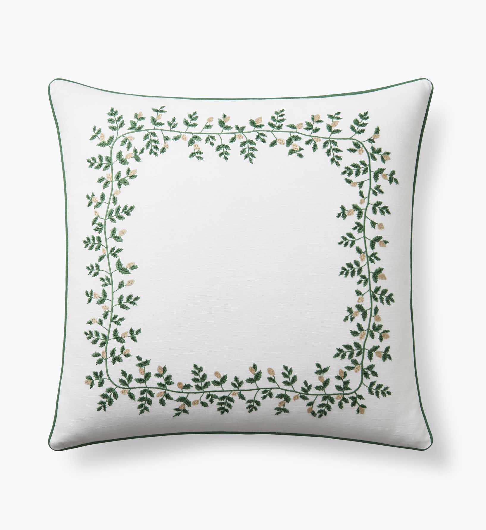 Embroidered Pillow Cover - Climbing Vines White