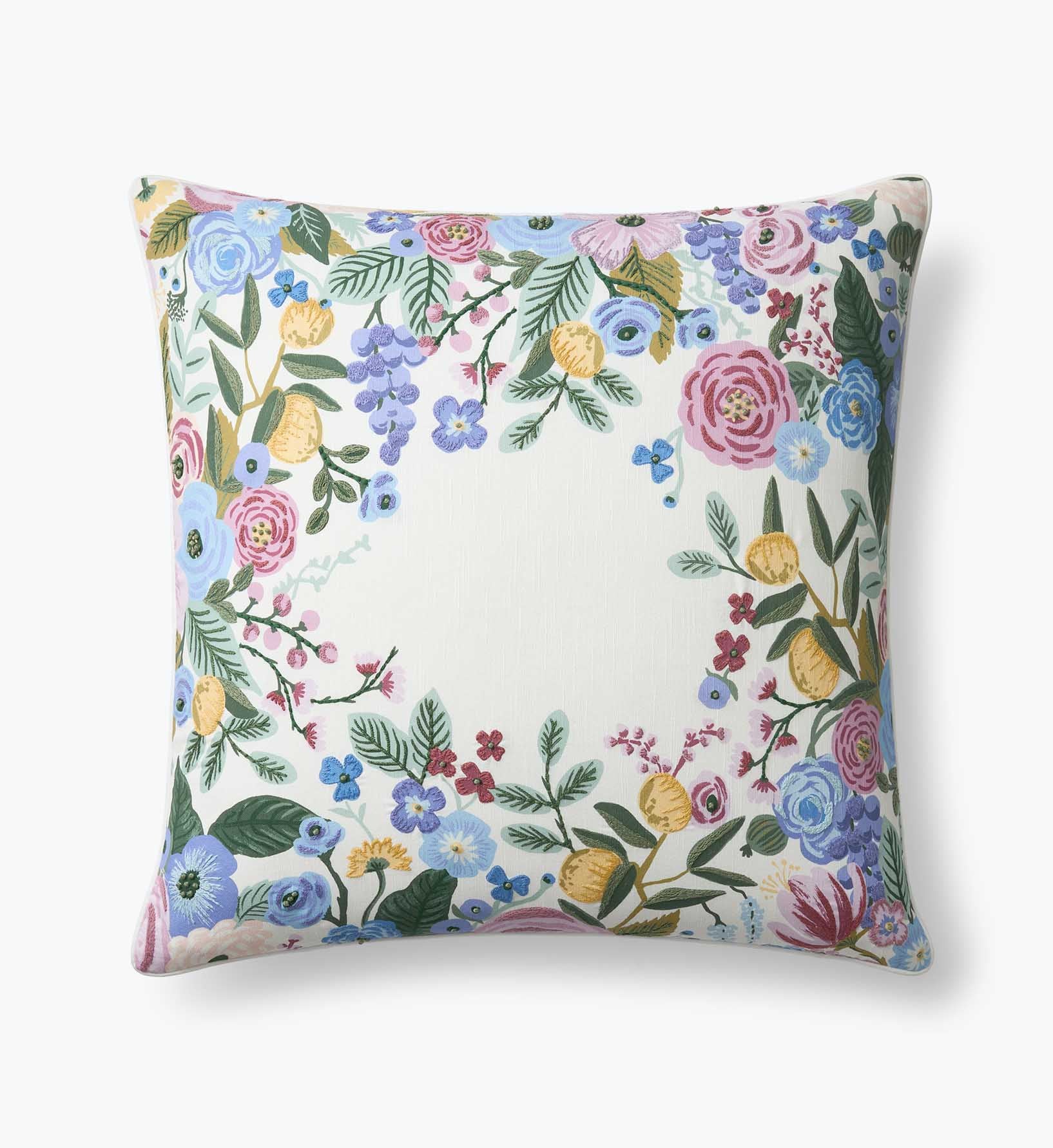 Embroidered Pillow Cover - Garden Party Ivory