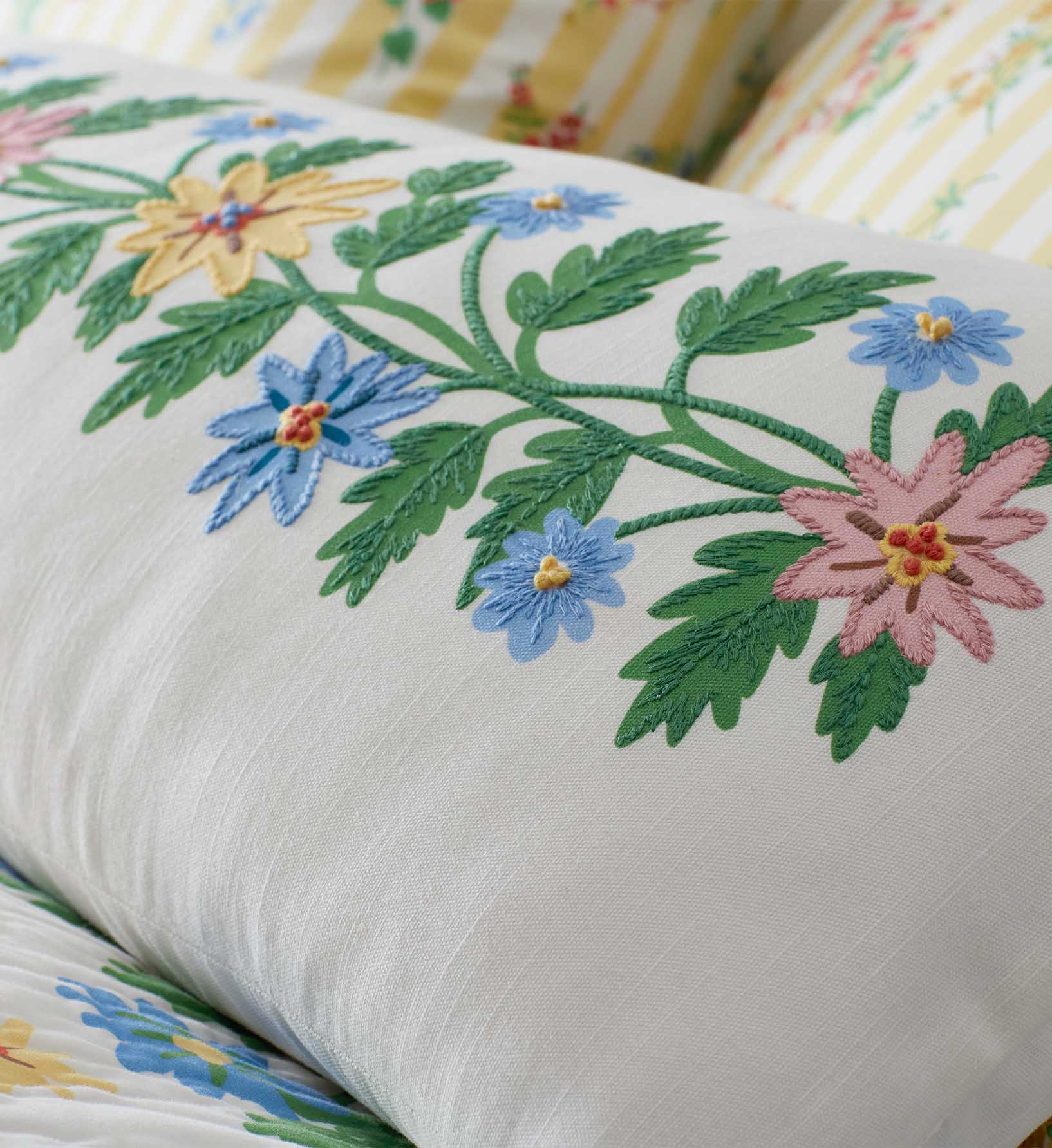Embroidered Lumbar Pillow Cover - Helena