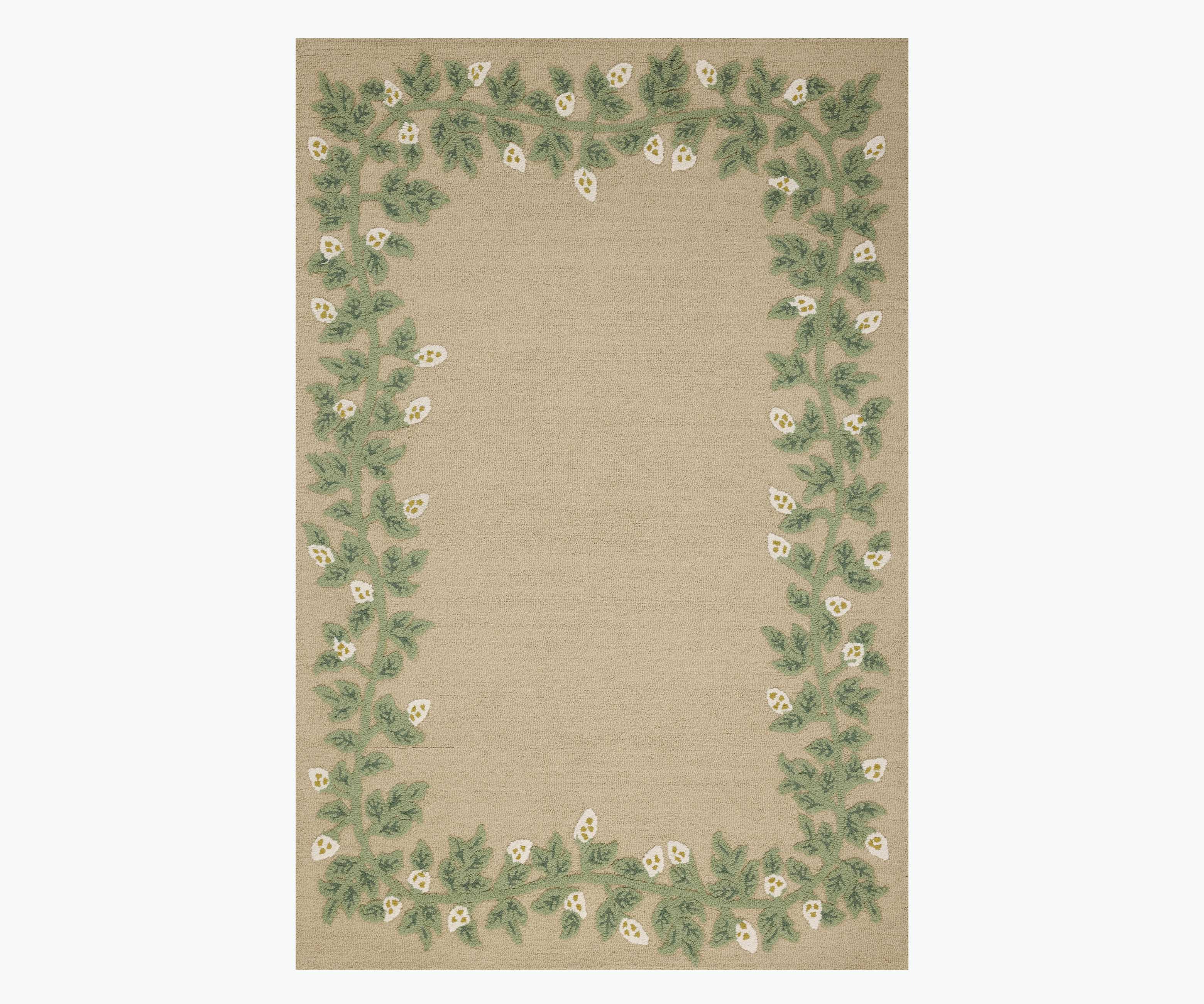 Highgrove Climbing Vines Wool Hooked Rug - Cream