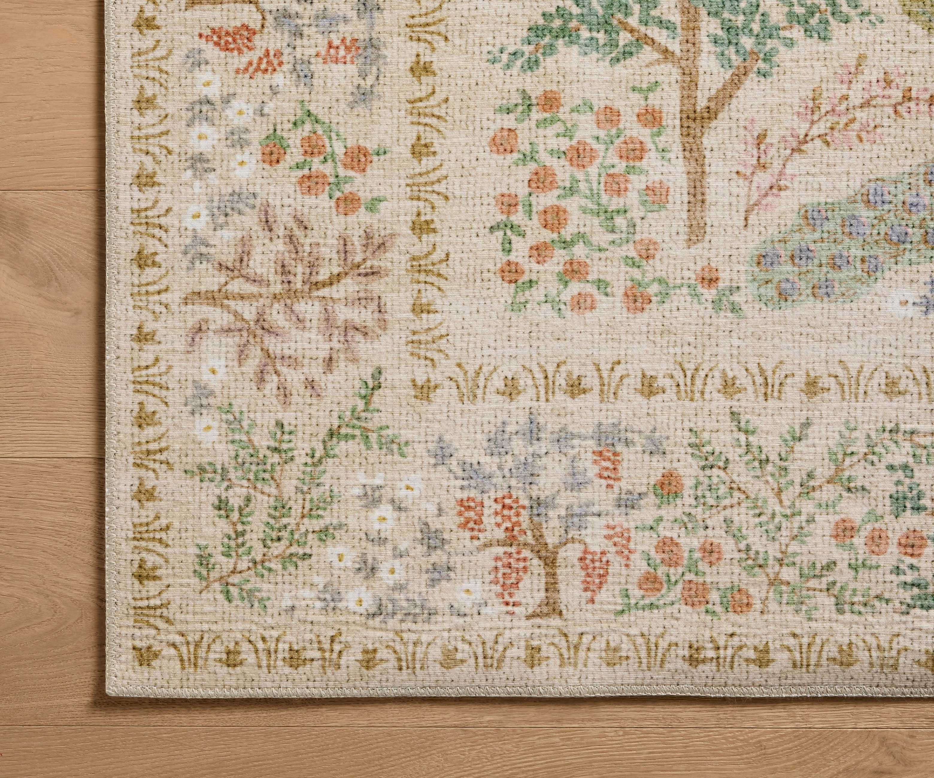 Canopy Peacock Forest Printed Rug - Cream