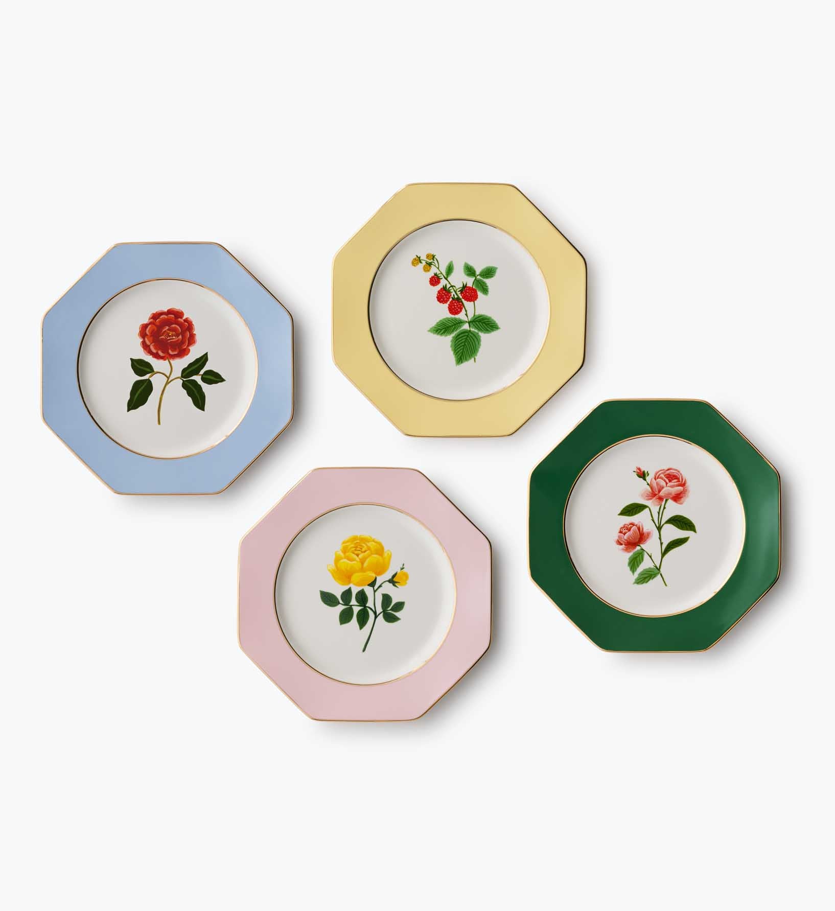 Porcelain Dessert Plate Set - Roses
