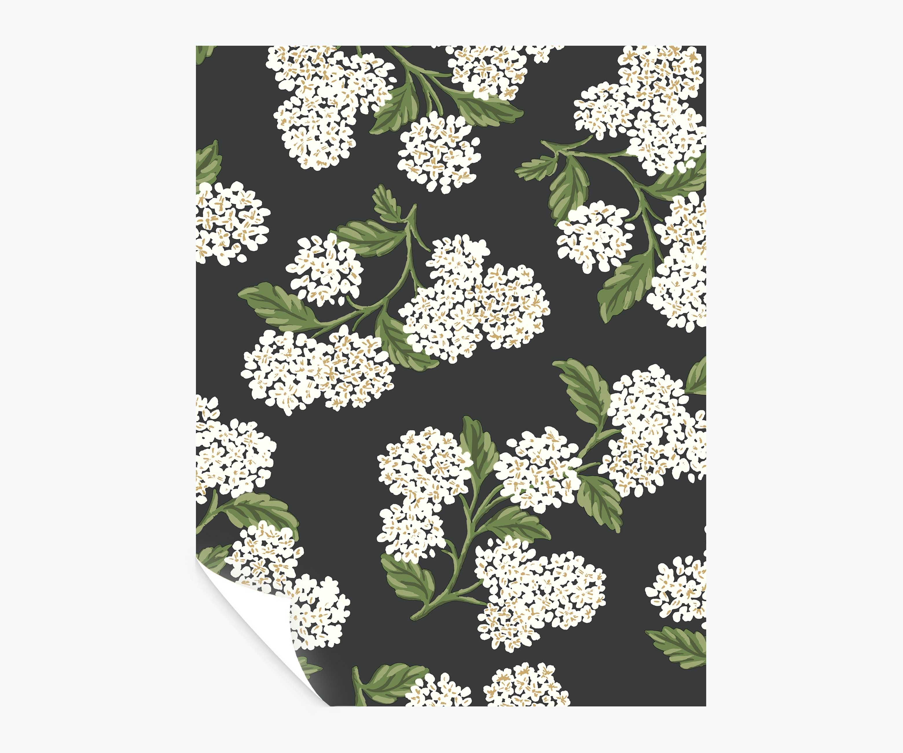 Hydrangea Peel & Stick Wallpaper Sample - Black & White