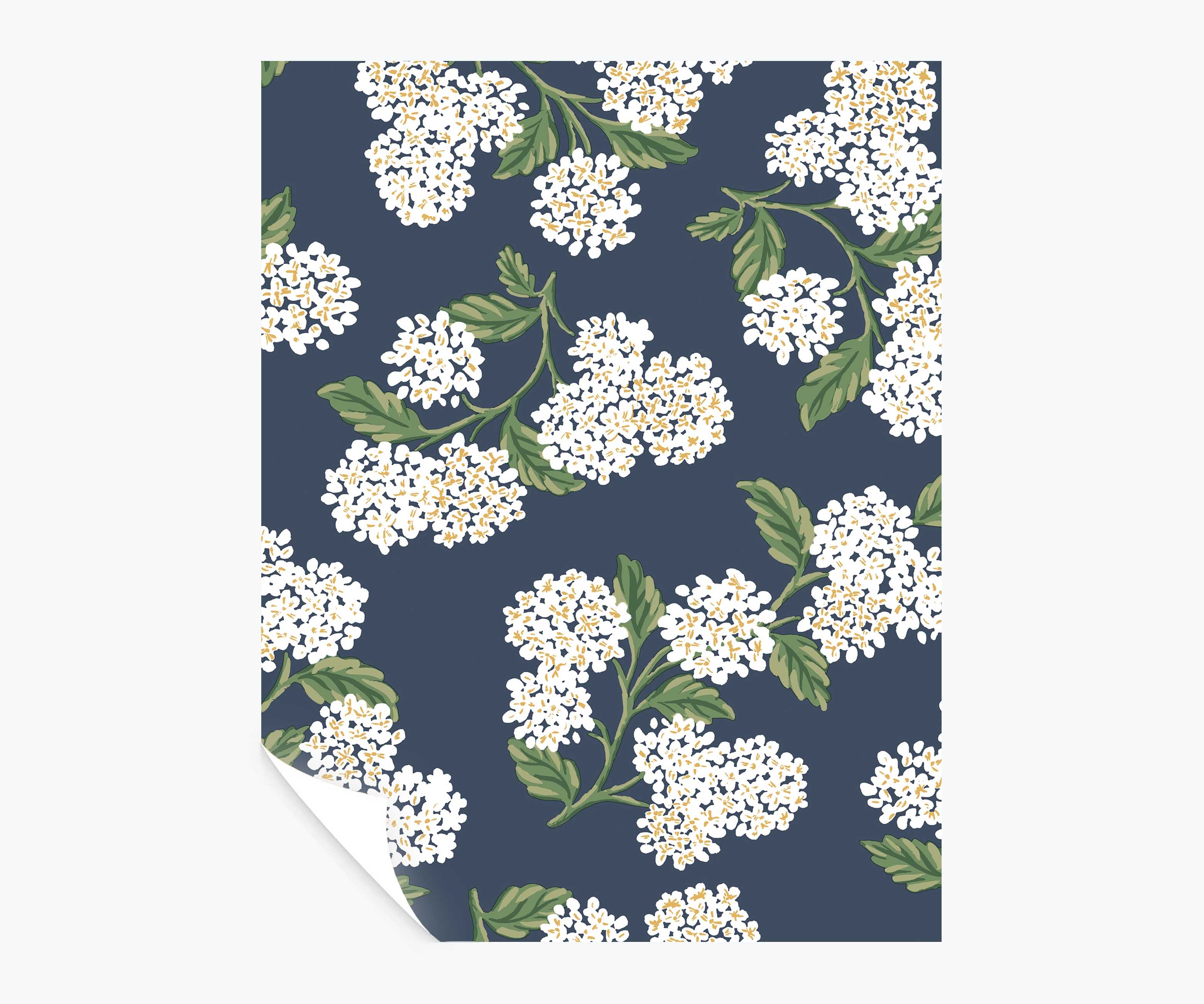 Hydrangea Peel & Stick Wallpaper Sample - Navy & White