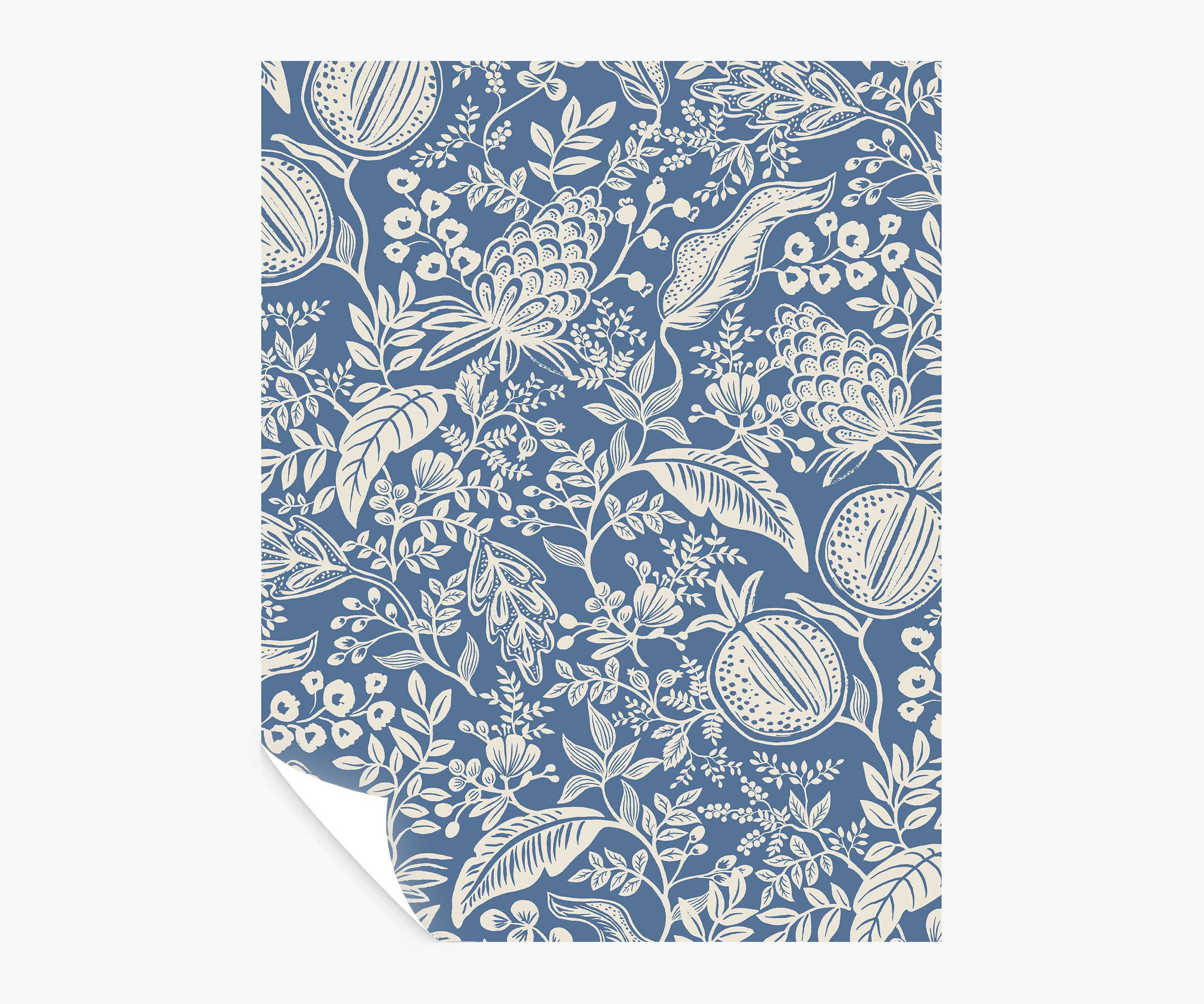 Pomegranate Peel & Stick Wallpaper Sample - Blue & Ivory