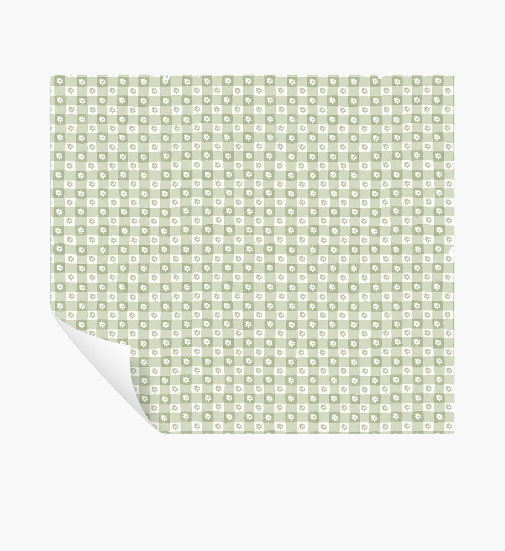 Daisy Gingham Peel & Stick Wallpaper - Green
