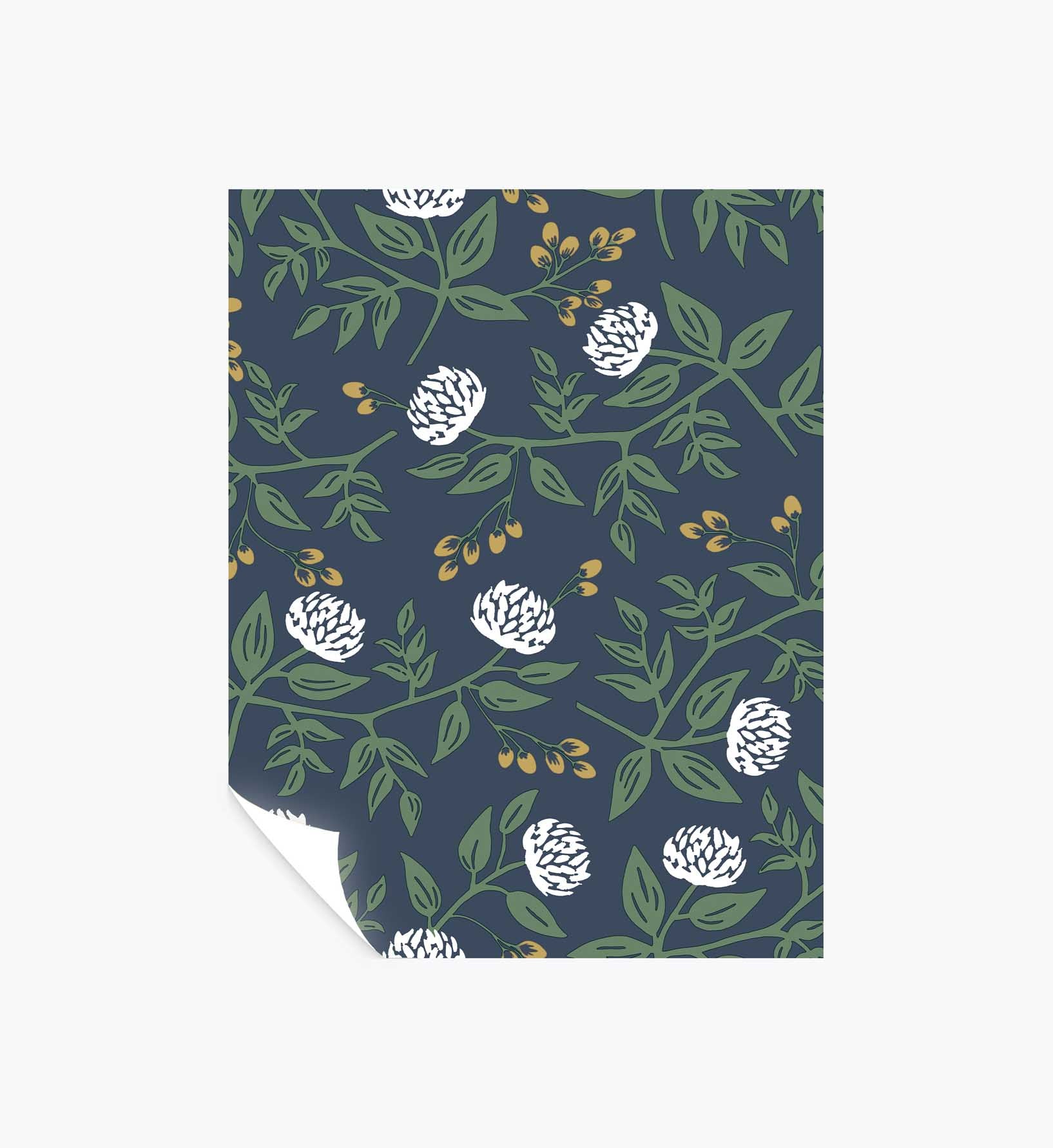 Peonies Peel & Stick Wallpaper Sample - Navy